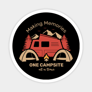 making memories at one campsite, vacation, honeymoon, loveaffair with mountains, camping, outdoor sports Magnet